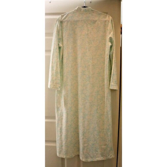 Miss Elaine 668819-125 Women's Sz M White/Blue Floral Zip-Front L/S Robe - Picture 10 of 10